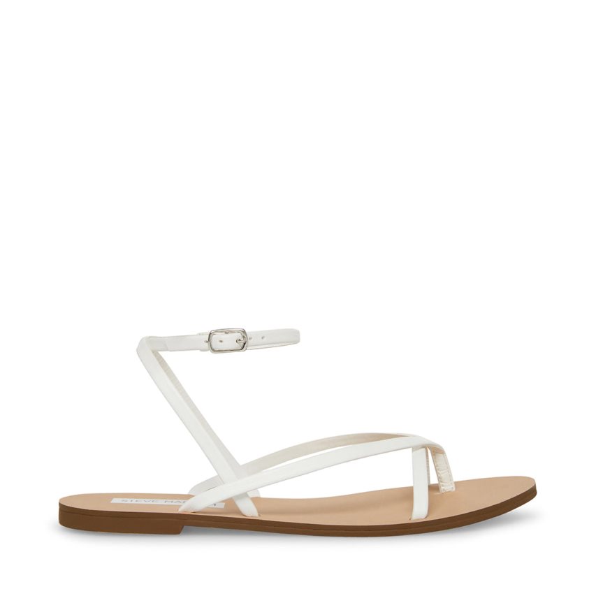 White Steve Madden Amuse Women\'s Flat Sandals | PH 3687UBH